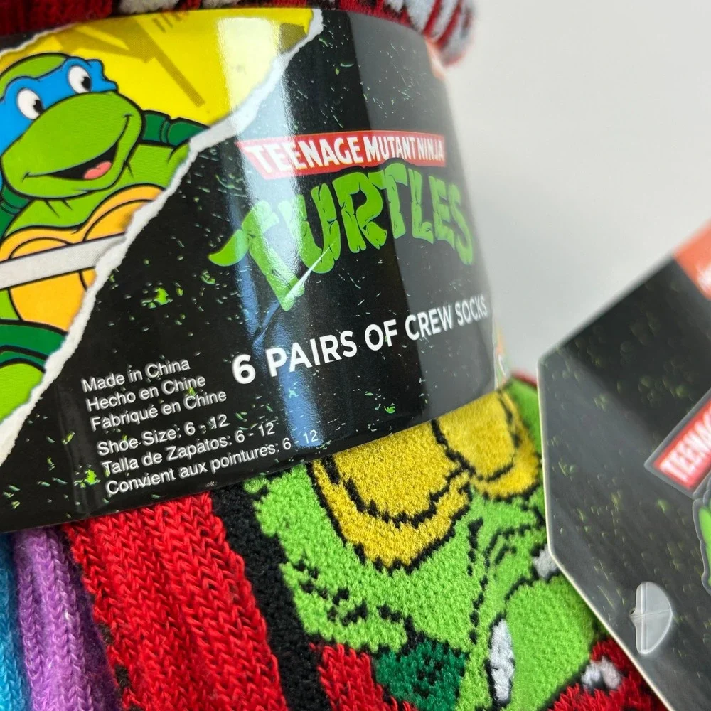 Nickelodeon TMNT Teenage Mutant Ninja Turtles Mens Crew Socks 6 Pack Gift Set